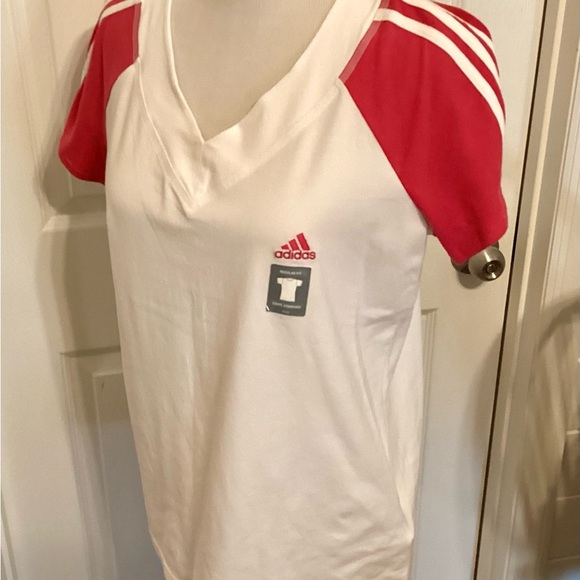 adidas Tops - NWT Adidas Women's White and Pink Jersey Top